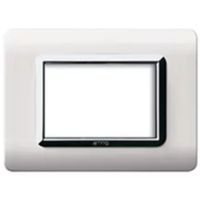 Serie 44 - Placa 44 de tecnopolímero de plástico, 3 plazas, blanco RAL 9010, marco cromado