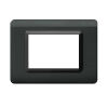 Serie 44 - Placa de plástico metalizado gris oscuro de 3 plazas en Tecnopolímero 44