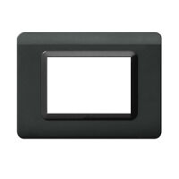 Serie 44 - Placa de plástico metalizado gris oscuro de 3 plazas en Tecnopolímero 44