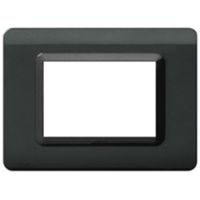 Serie 44 - Placa en tecnopolímero 44 de plástico de 3 plazas gris oscuro brillante