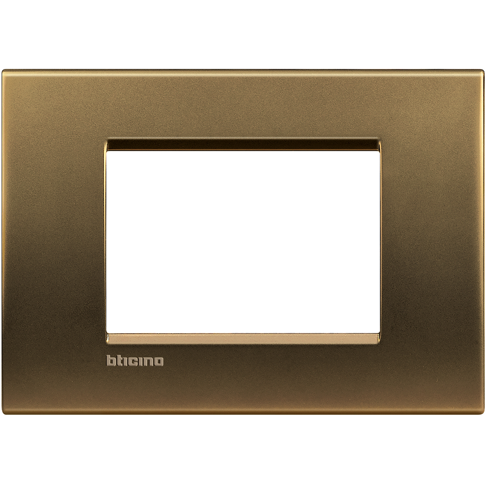 BTicino LNA4803BZ - LivingLight - placca Metals quadra in metallo 3 posti  bronzo