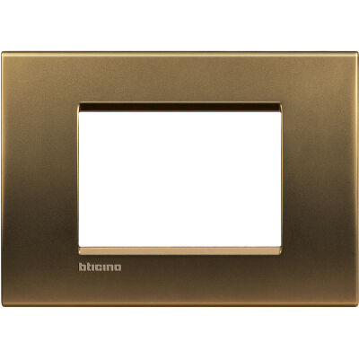 LivingLight - placca Metals quadra in metallo 3 posti bronzo