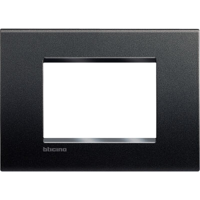 LivingLight - square Neutri plate in anthracite technopolymer 3 places