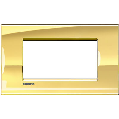 LivingLight - placca Metals quadra in metallo 4 posti oro freddo
