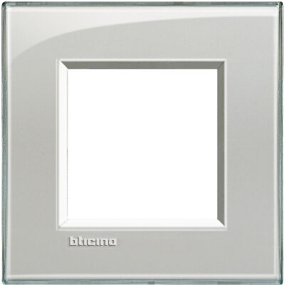 LivingLight - placca quadra in tecnopolimero 2 posti grigio ghiaccio