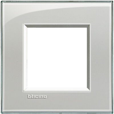LivingLight - square Kristall plate in ice gray technopolymer 2 places