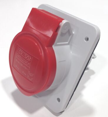 Toma de empotrar roja 3P+T 16A 400V 6H IP44 CR