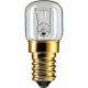 Lámpara incandescente tubular transparente E14 15W 230V para hornos Appliance