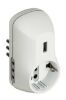 Small German white multiple adapter with B3 USB charger