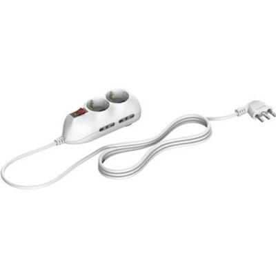 Presa multipla bianco spina 16A e 4 prese bipasso e 2 universale con interruttore