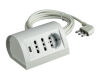 Desk power strip with 2 bypass sockets, 1 German socket and 2 white USB sockets
