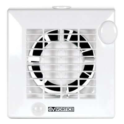 Wall-mounted helical extractor fan with PUNTO M 100/4&quot; PIR presence sensor