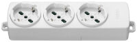 Multiple socket with 3 white universal sockets