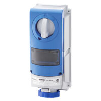 2P+E 16A 230V 6H interlocked socket without bottom with DIN 67 IB guide