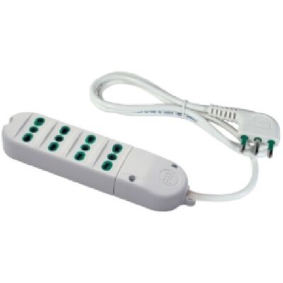 White multiple socket with large plug and 4 bypass sockets