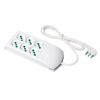 White multiple socket with cable and 3+3 Fido universal sockets