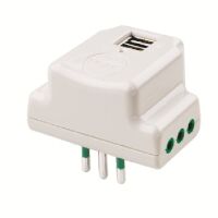 Adaptateur triple avec USB blanc