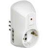 Small and white German multiple adapter with safety switch