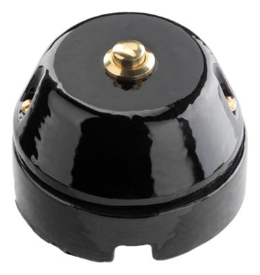 Noir - botón de porcelana negra