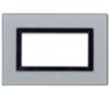 Serie 44 - placca Vera 44 in vetro 4 posti grigio argentato
