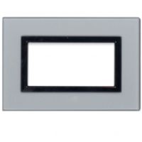 Serie 44 - placca Vera 44 in vetro 4 posti grigio argentato