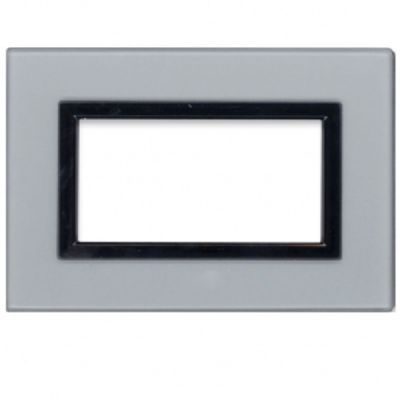 Serie 44 - placca Vera 44 in vetro 4 posti grigio argentato
