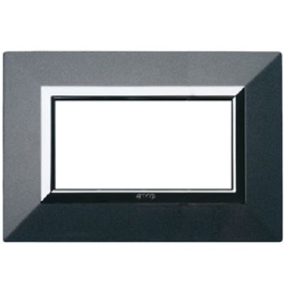 Serie 44 - placca Zama 44 in metallo 4 posti grigio scuro metallizzato