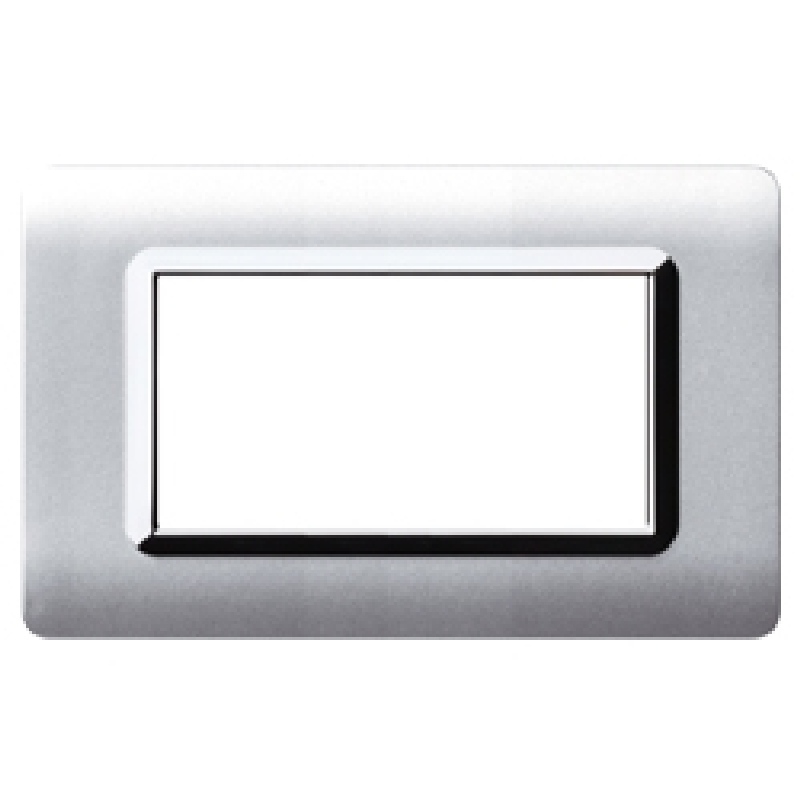 Series 44 - Technopolymer 44 plate in natural aluminum 4-place plastic with chromed frame