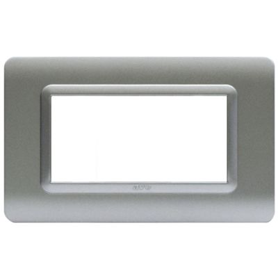 Serie 44 - Placa tecnopolímero 44 en plástico plateado mate de 4 plazas