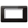 Serie 44 - Plato de tecnopolímero de 4 plazas en plástico negro absoluto con marco cromado