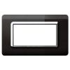 Series 44 - 4-place technopolymer plate in absolute black plastic with chromed frame