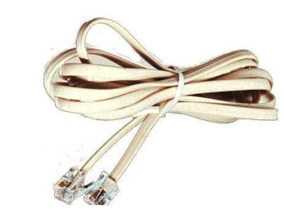 5 m white telephone extension with 6/4 plug
