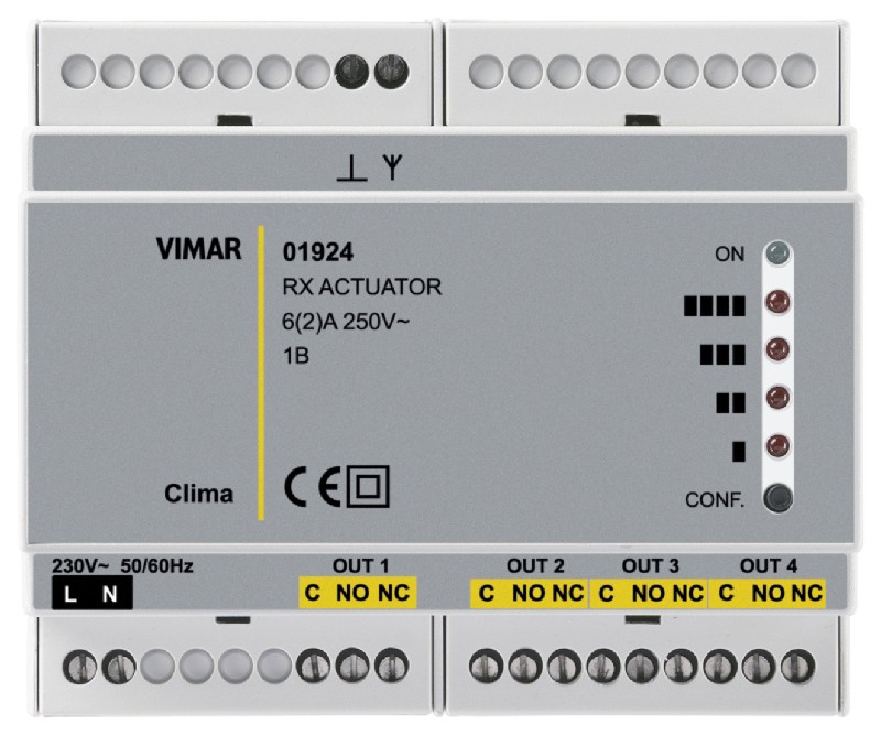 Actuador/receptor RF de 4 canales