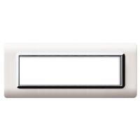 Series 44 - Technopolymer 44 plate in plastic 7 places white RAL 9010 chromed frame
