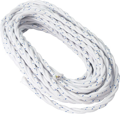 White cotton braided cable 3G1.5 - 25m