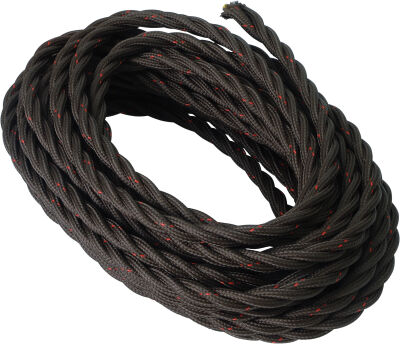 Brown cotton braided cable 3G2.5 - 25m