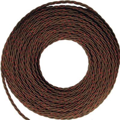 Cavo a treccia in cotone marrone 3G1.5 - 25mt