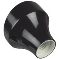 Portalámparas de pared en plástico con base curva negra.