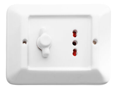 Delux - assiette en porcelaine avec inverseur et prise bypass blanche