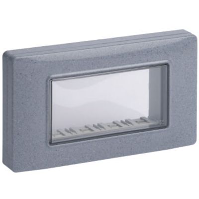 Arkè Eikon Plana - soporte con placa de 4 plazas gris granito IP55