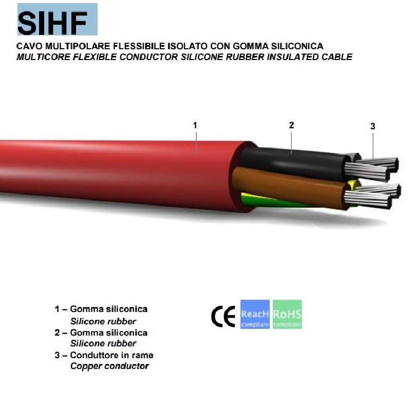 Cable flexible SIHF 3G1.00 aislado con goma de silicona - 100m